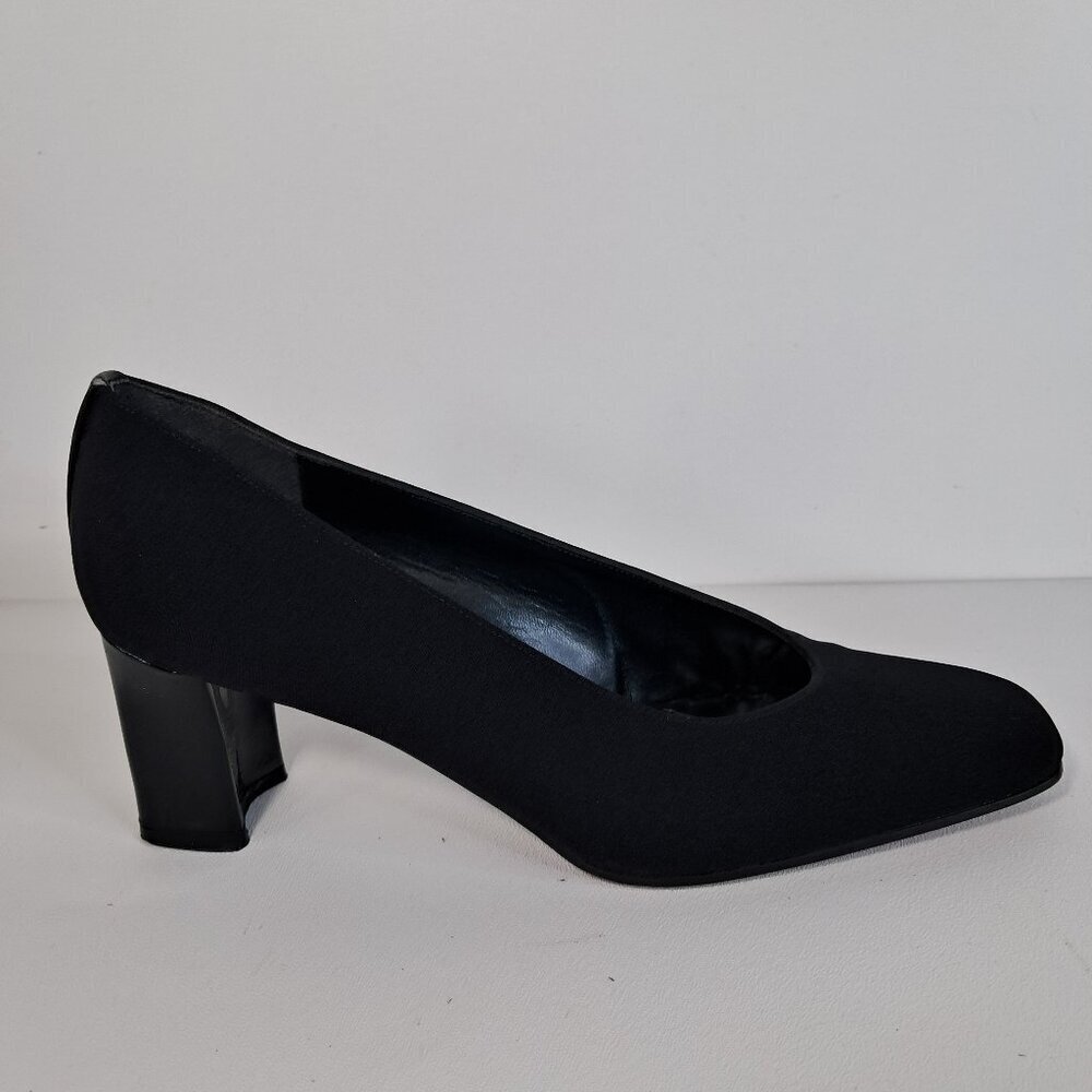 Stuart Weitzman Black Slip-On Block Heel Pumps Si… - image 6